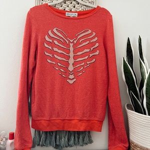 Wildfox Halloween Skeleton Heart Sweater Small